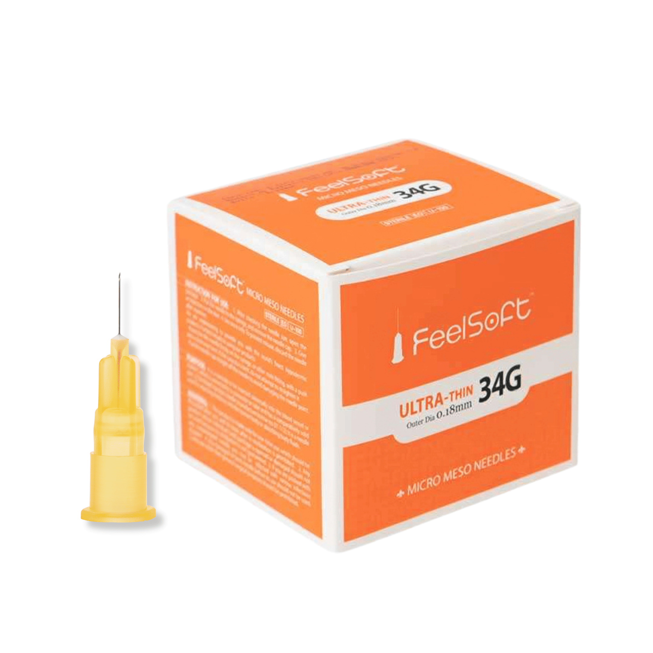FeelSoft™ Ultra-Fine Meso Needles (Box of 100) - 34G x 4mm